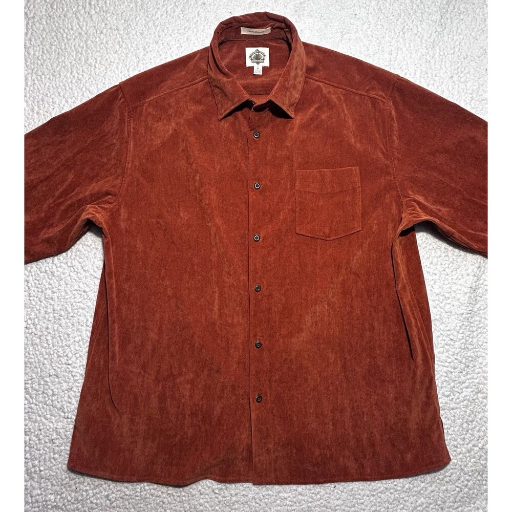 Paradise Collection Men Shirt Size XL Orange Luxury Microcord Long Sleeve